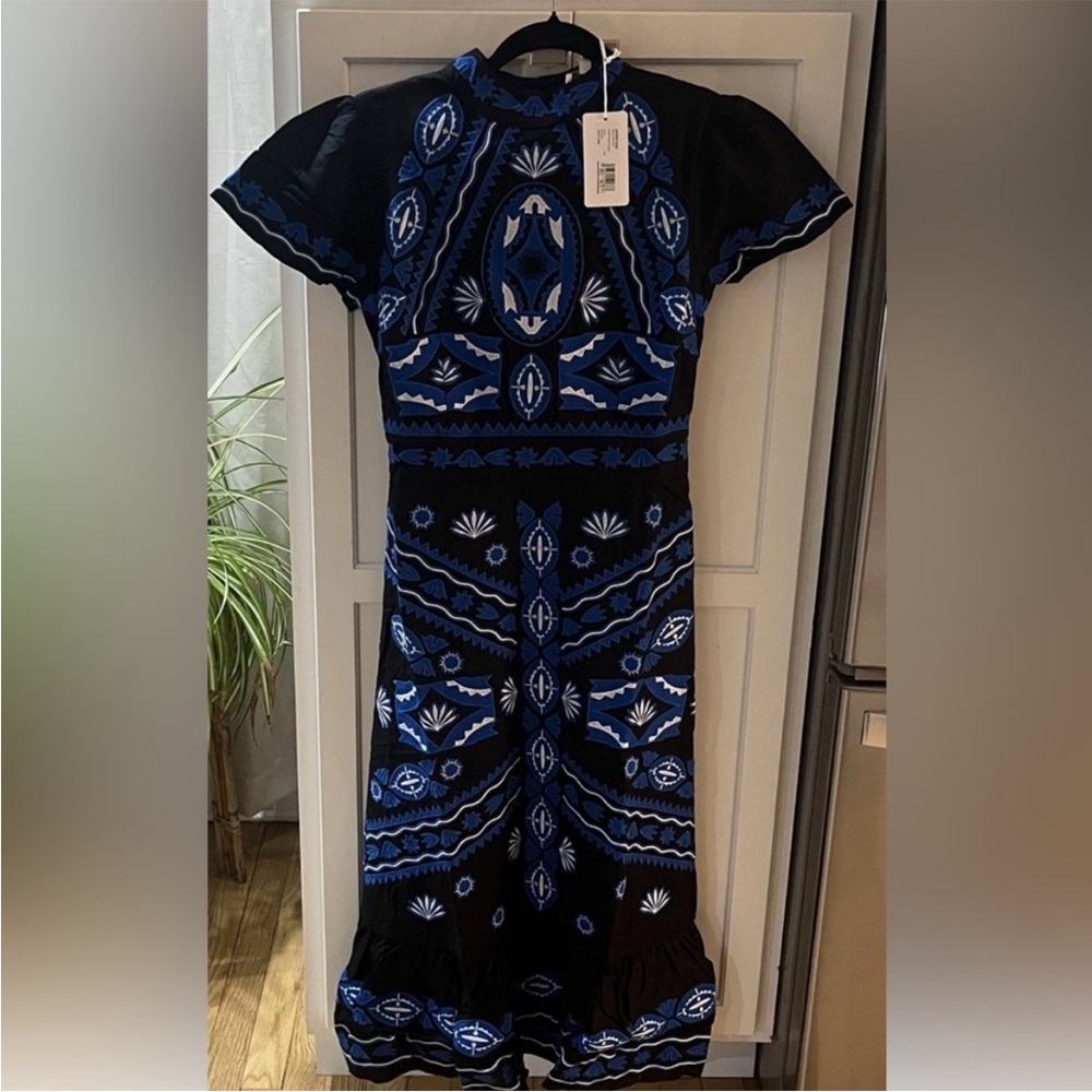 Johnny was by jade blue embroidered stephy midi dress - new with tags sz 2 - Picture 3 of 10